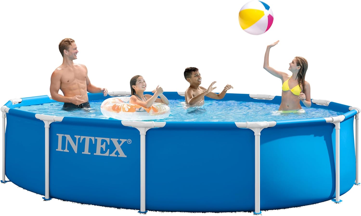 INTEX 28210EP Metal Frame 12 ft x 30 in Above Ground Pool, Round Swimming Pool with Steel Frame, Pump Not Included