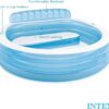 INTEX Swim Center Inflatable Family Lounge Pool: Built-In Bench – Cup Holder – 156 Gallon Capacity – 90" x 86" x 31" – Blue