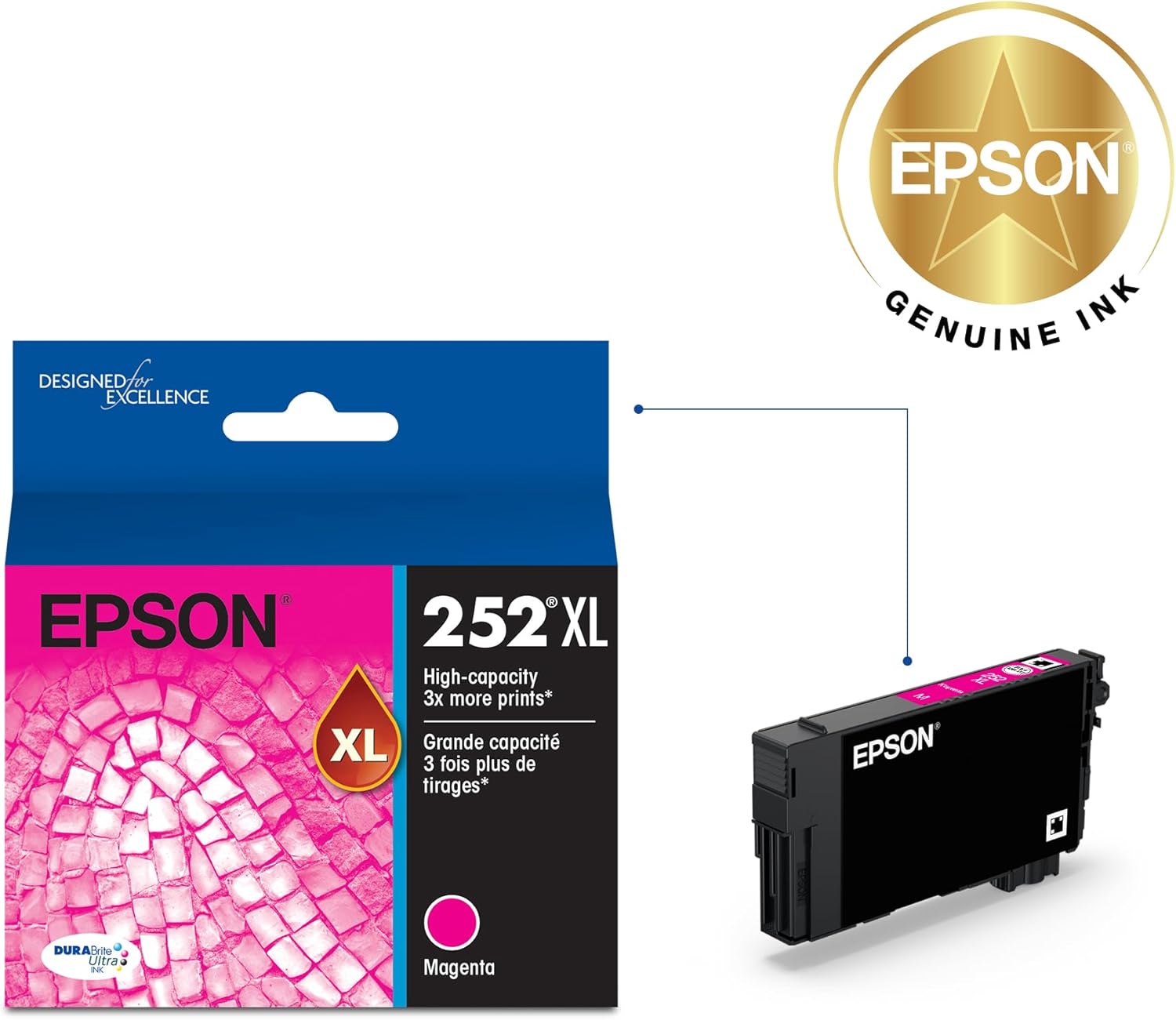 71fzbodLu3L._AC_SL1500_.jpg EPSON 252 DURABrite Ultra Ink High Capacity Magenta Cartridge (T252XL320-S) Works with WorkForce WF-3620, 3640, 7110, 7610, 7620, 7710, 7720, 7210