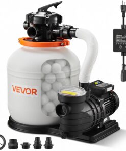 VEVOR FlashPure Sand Filter Pump, 14 in for Above Ground Pool, 0.75 HP 3500 GPH, Swimming Pool Filter System with Timer, 6X Faster Filtration, Media Installed, Leak-Resistant, Ready to Use Out of Box