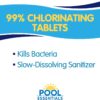 Pool Essentials® 3 Inch Chlorine Tablets, Kills Bacteria, Long Lasting, Slow-Dissolving sanitizer, with 99% Trichlor, for Feeder, Skimmer or Floater - 50LB Pool Essentials® 3 Inch Chlorine Tablets, Kills Bacteria, Long Lasting, Slow-Dissolving sanitizer, with 99% Trichlor, for Feeder, Skimmer or Floater - 50LB