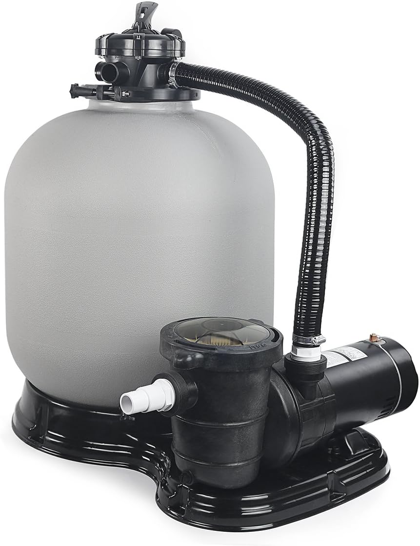 XtremepowerUS 4500GPH 19" Sand Filter with 1.5HP Above Ground Swimming Pool Pump Media System, 5-Way Valve Filter
