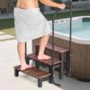VEVOR Hot Tub Steps with Handrail, 3-Step Spa Outdoor Stairs, Heavy Duty 25.2 inch Wide Above-Ground/Inflatable Pool Step with 550 lbs Weight Capacity, Multi-Use for Porch, Patio, Deck, Trailers