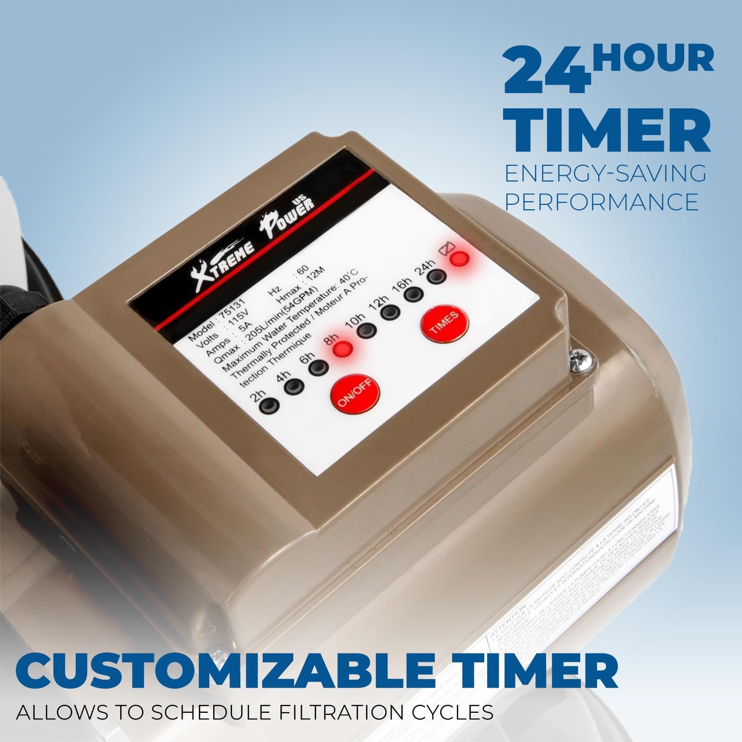 71k4ABBxaLL._AC_SL1500_.jpg XtremepowerUS 16" Sand Filter Pump for Above Ground Swimming Pool 3/4 HP Pool Pump with Timer Function up to 15,000 Gallons Pool 3,100 GPH High-Flow Improved Circulation and Filtration