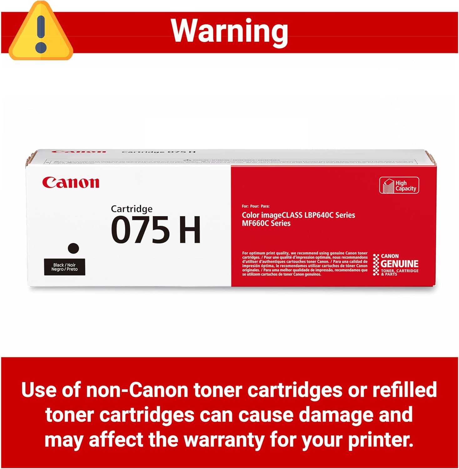 71kG7WjwW3L._AC_SL1500_.jpg Canon Genuine 075 Black High Capacity Toner Cartridge Compatible with MF660 Series and LBP640 Series Laser Printers
