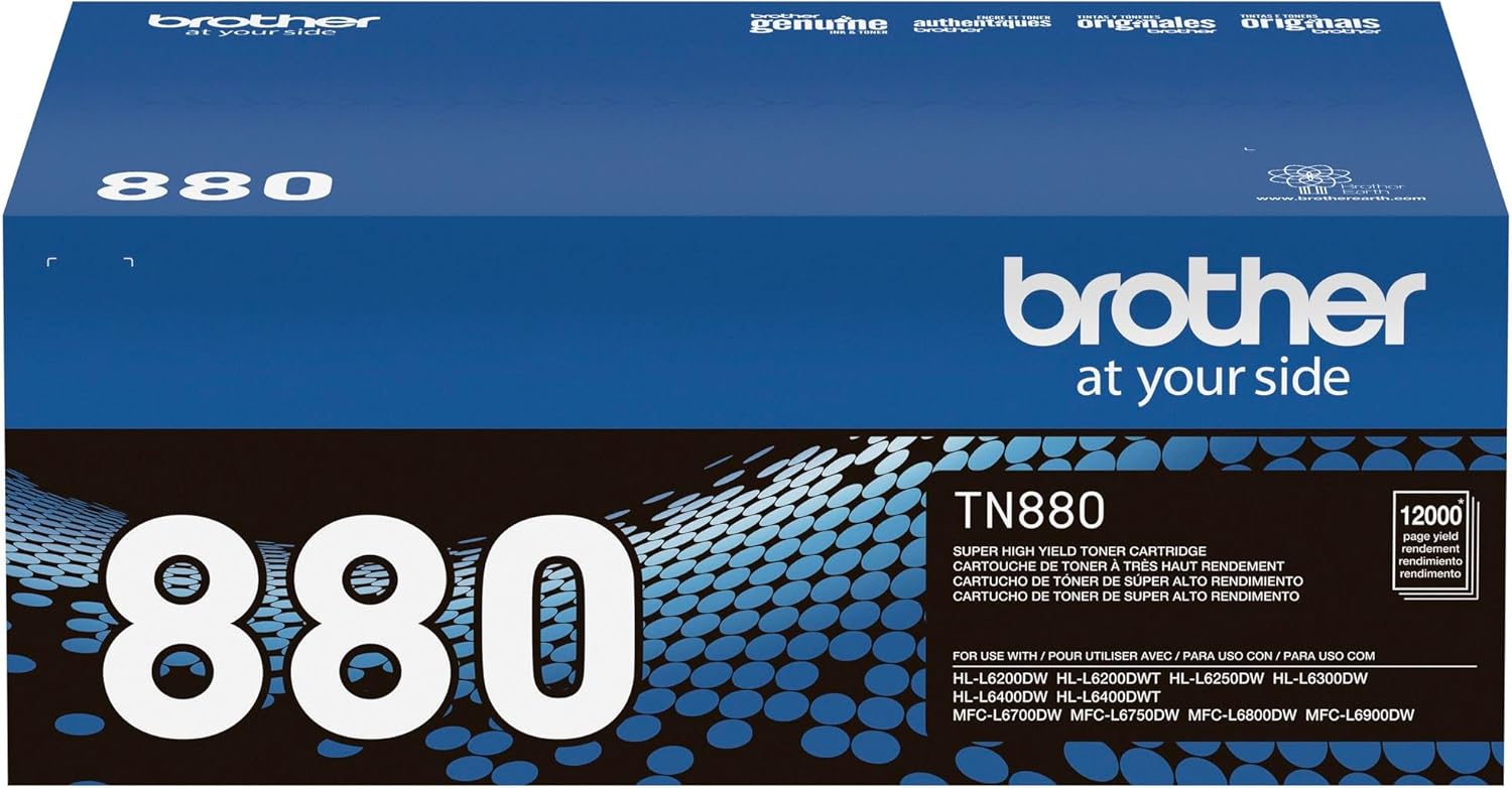 71ka1BnzuwL._AC_SL1500_.jpg Brother Genuine Super High Yield Toner Cartridge, TN880, Replacement Black Toner, Page Yield Up To 12,000 Pages, Amazon Dash Replenishment Cartridge