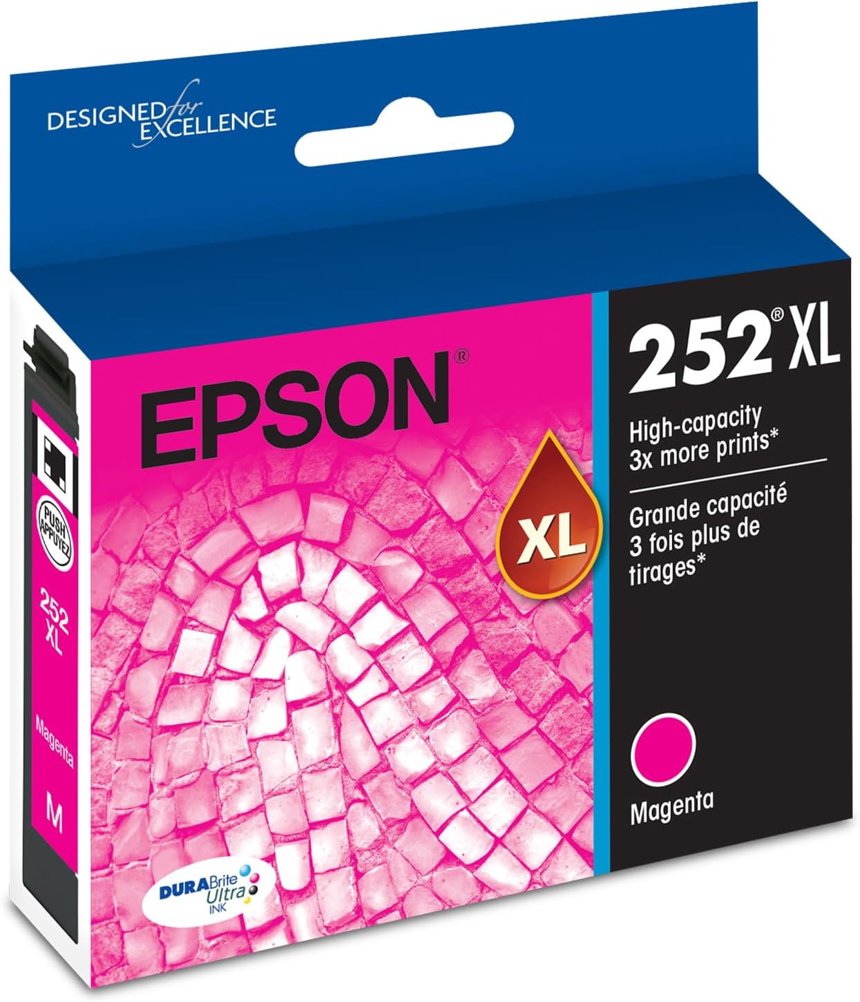 EPSON 252 DURABrite Ultra Ink High Capacity Magenta Cartridge (T252XL320-S) Works with WorkForce WF-3620, 3640, 7110, 7610, 7620, 7710, 7720, 7210