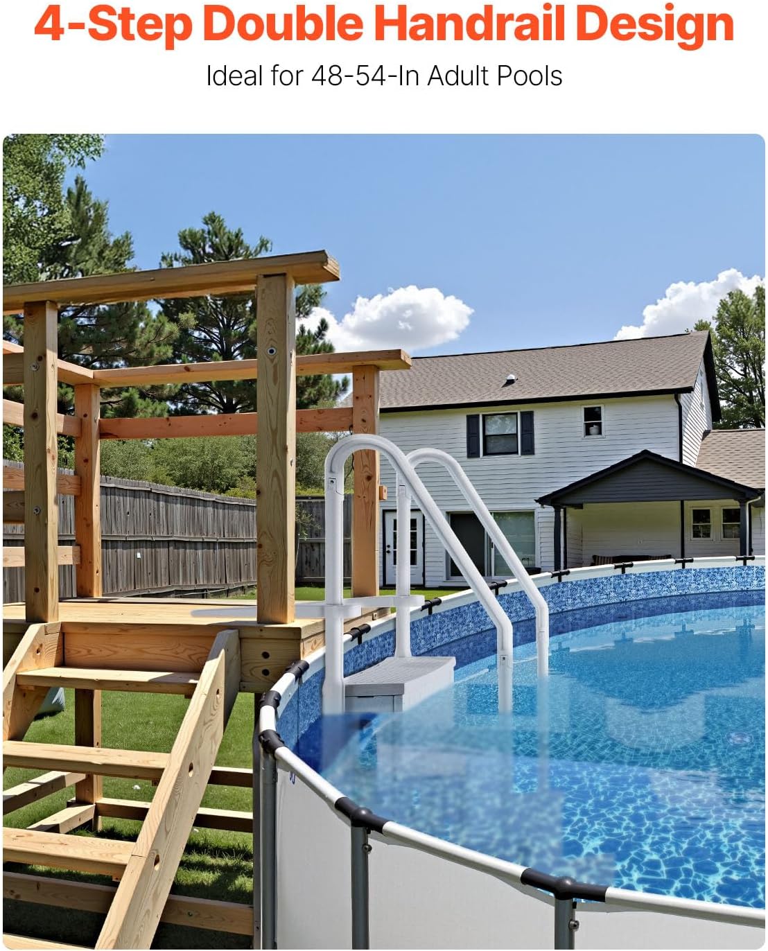 71m9Na5HtDL._AC_SL1500_.jpg VEVOR Swimming Pool Ladder, 4-Step Double Handrails Stairs with Non-Slip Heavy Duty Steps, Reliable 400 lbs Max Load Capacity, for 48-54 in Inground & Above-Ground Pools of Any Decking Surface, Grey