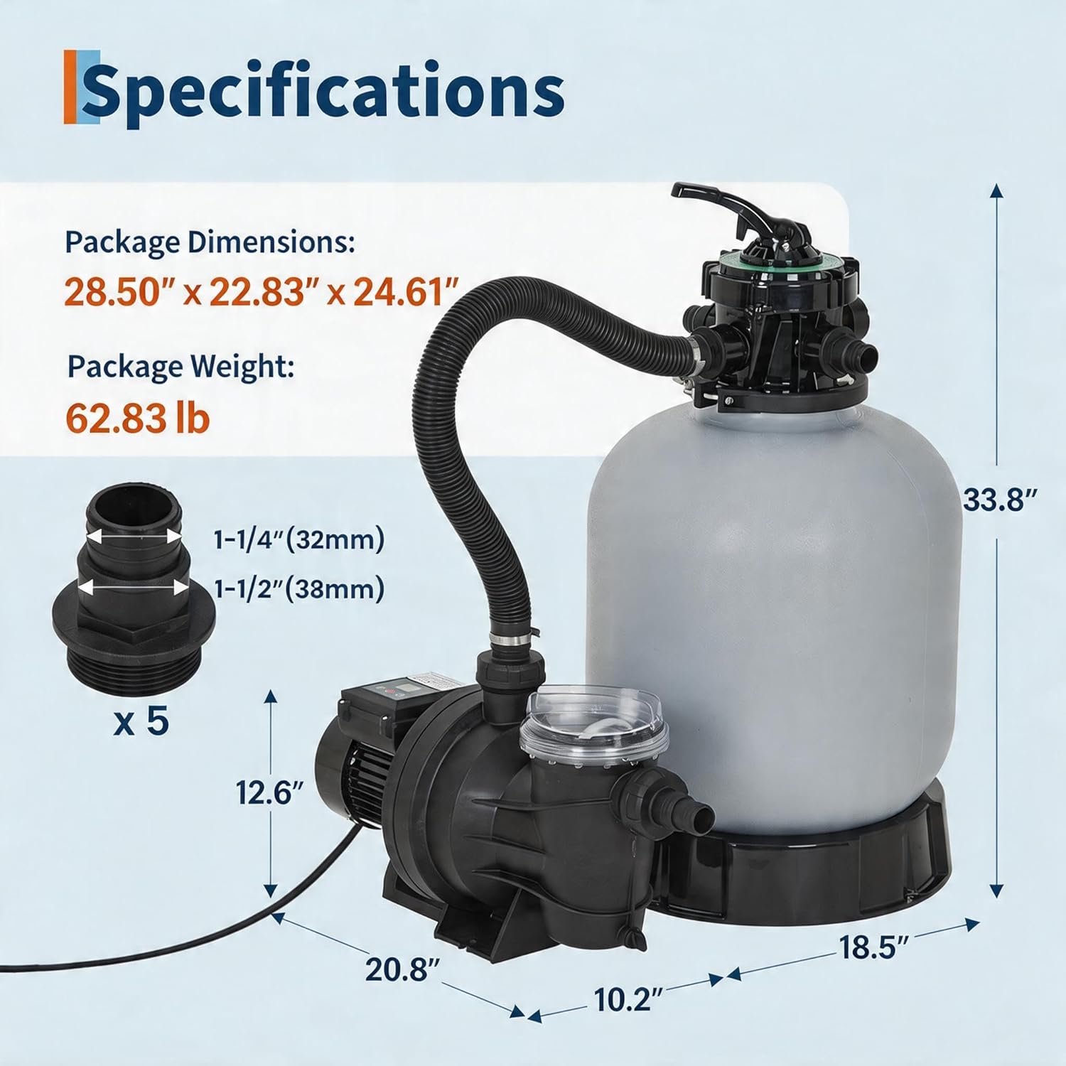 71nJTOTQomL._AC_SL1500_.jpg Garvee 19" Sand Filter Pump for Above Ground Pool with Timer, 1.5HP 6075GPH Swimming Pool Pump & Sand Filter System with 7-Way Valve & Strainer Basket, Pool Pumps Above Ground, Grey