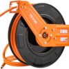 VEVOR Retractable Air Hose Reel, 3/8IN x 100FT Rubber Air Hose Max 300PSI, Air Compressor Hose Reel Auto-Rewind with 5FT Lead in, Ceiling/Wall Mount Heavy Duty Single Arm Steel Reel, 1/4" NPT Fitting