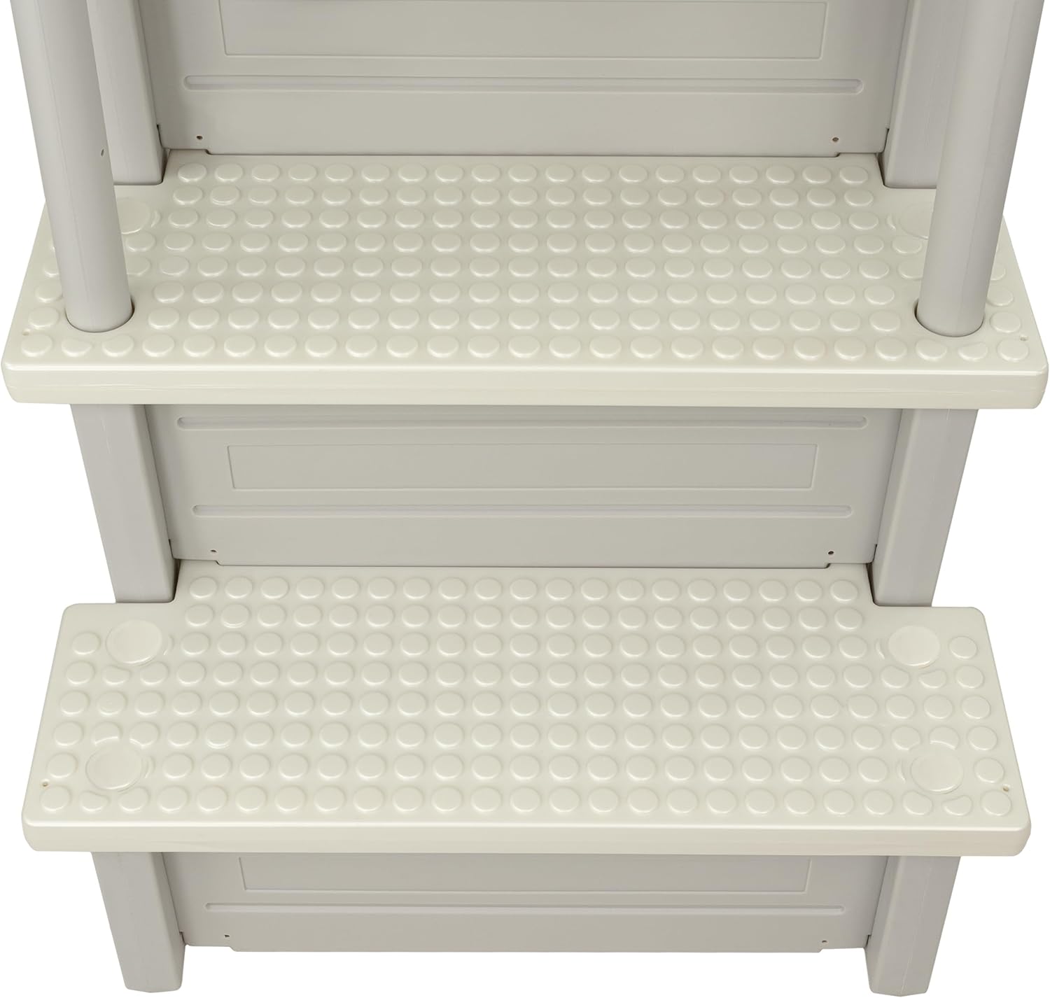 71nUuD2wz5L._AC_SL1500_.jpg Aqua Select Anti-Slip in-Pool Steps | Cloud Gray/Pearl White Steps | for Above Ground Swimming Pools | Can Mount to Decks 48" to 54" H | Safety Stairs Capacity Up to 350 lbs