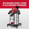 Vacmaster VOC812SF 1101 8-Gallon Premium Stainless Steel Wet/Dry Vacuum, Red Edition, 8 Gal