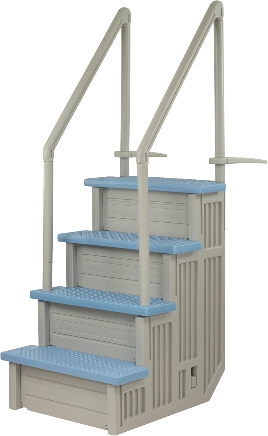 Aqua Select Anti-Slip in-Pool Steps | Cloud Gray/Tranquil Blue Steps | for Above Ground Swimming Pools | Can Mount to Decks 48" to 54" H | Safety Stairs Capacity Up to 350 lbs