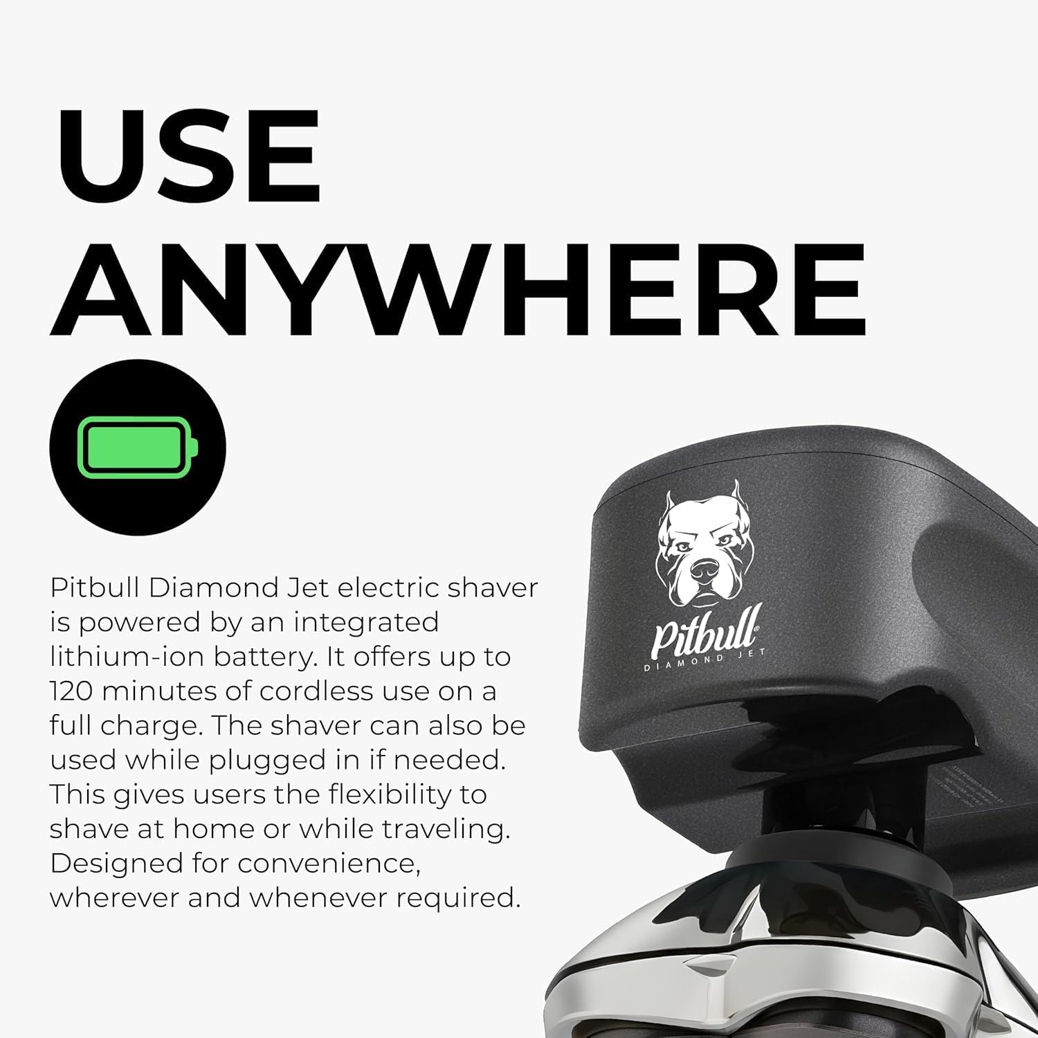 71owELG2pRL._AC_SL1500_.jpg Skull Shaver Pitbull Diamond Jet – Cordless Electric Head Shaver with Turbo Mode, Wet & Dry Use (IPX7 Rating) | 120 Min Cordless Use | with PRO Blades, Travel Case & Baby Beast Trimmer 3SUM