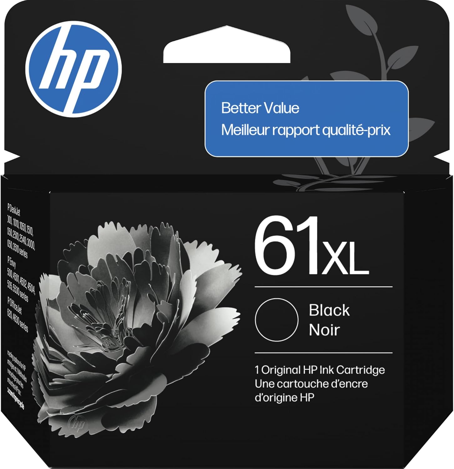 HP 61XL Black High-Yield Ink | Works with DeskJet 1000, 1010, 1050, 1510, 2050, 2510, 2540, 3000, 3050, 3510; Envy 4500, 5530; OfficeJet 2620, 4630 | C0PA4AN CH563WN|Packaging May Vary