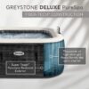 INTEX PureSpa Greystone Deluxe 6 Person Square Inflatable Hot Tub, Bubble Massage Spa Set with Energy Efficient Cover, 2 Headrests, & LED Light, 77 in x 28 in INTEX PureSpa Greystone Deluxe 6 Person Square Inflatable Hot Tub, Bubble Massage Spa Set with Energy Efficient Cover, 2 Headrests, & LED Light, 77 in x 28 in