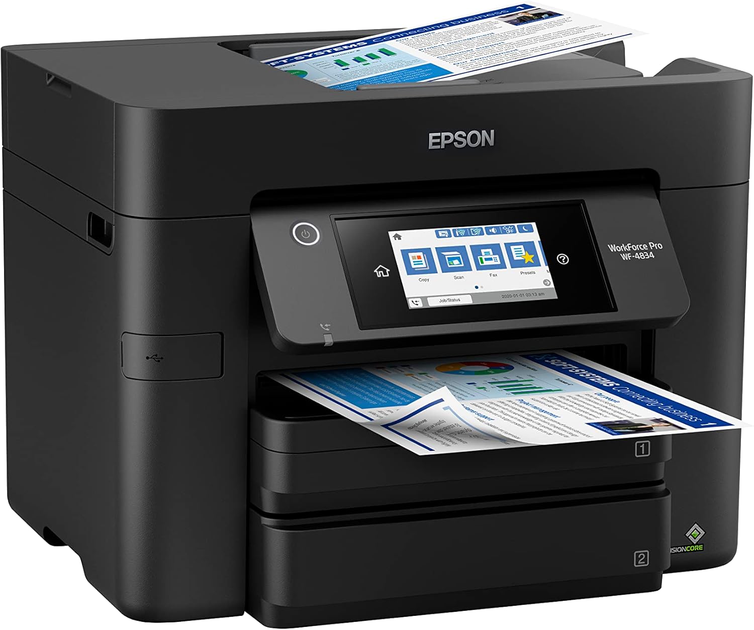 71qHLLEqoL._AC_SL1500_.jpg Epson Workforce Pro WF-4834 Wireless All-in-One Printer with Auto 2-Sided Print Copy, Scan and Fax, 50-Page ADF, 500-sheet Paper Capacity, 4.3" Color Touchscreen