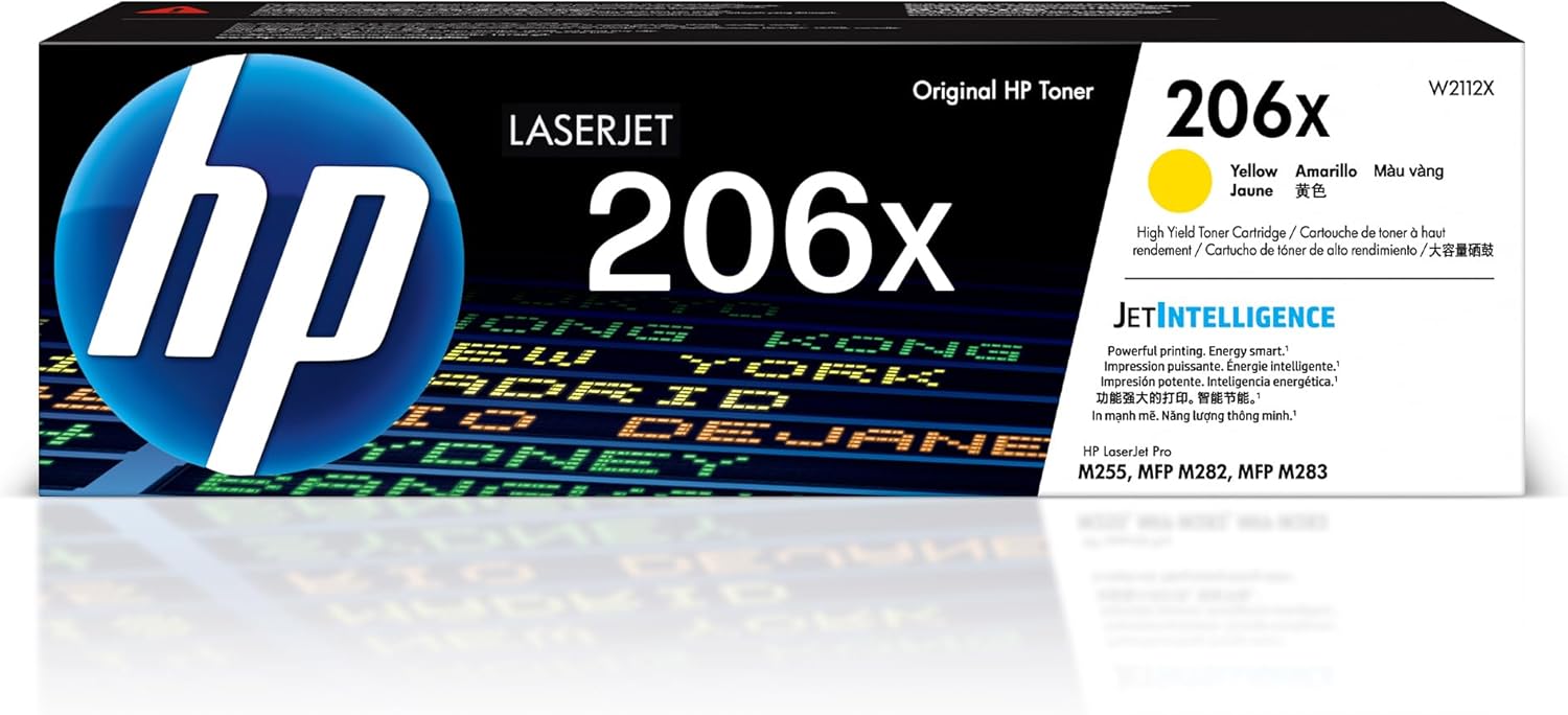 HP 206X Yellow High-Yield Toner Cartridge | Works with Color LaserJet Pro M255, MFP M282, M283 Series | W2112X