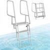 VEVOR Flip-Up Dock Ladder, 4-Step, Heavy-Duty Aluminum Alloy Pontoon Boat Swim Ladder, with Non-Slip Wide Steps, 350 lbs Weight Capacity, Pull Rope Assist, Comfort Use for Lake Pool Marine Boarding VEVOR Flip-Up Dock Ladder, 4-Step, Heavy-Duty Aluminum Alloy Pontoon Boat Swim Ladder, with Non-Slip Wide Steps, 350 lbs Weight Capacity, Pull Rope Assist, Comfort Use for Lake Pool Marine Boarding