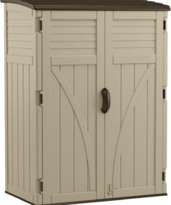 Suncast Outdoor Storage Shed, Water Resistant Resin Vertical Outdoor Storage Cabinet for Patio, Garden Tools, Cushions, & Equipment, Weatherproof Multi-Wall Design, 54 cu. ft., Made in USA