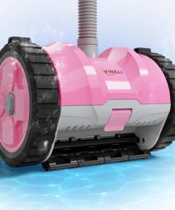 (2025 Upgrade) VINGLI Automatic Suction-Side Pool Vacuum Cleaner, Powerful Wall-Climbing Sweeper for Inground Pools, Includes 39.6ft Tangle-Free Hose (Pink&Gray)