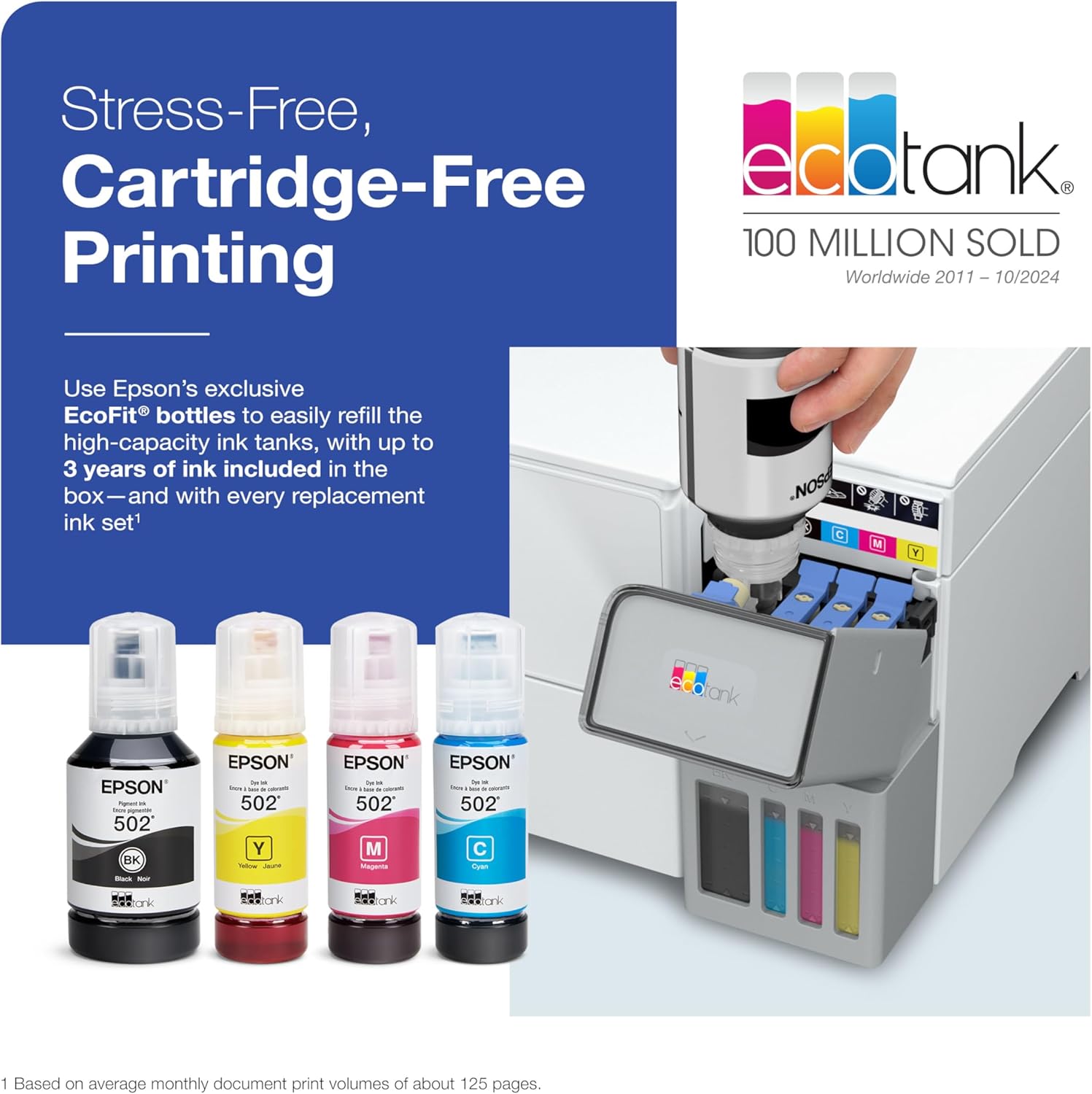 71sLsrjUUJL._AC_SL1500_.jpg Epson EcoTank ET-2980 Wireless All-in-One Color Supertank Printer with Refillable Ink Tanks, 3 Years of Ink, Mobile Printing, 15 PPM, Color Touchscreen, Auto 2-Sided, White