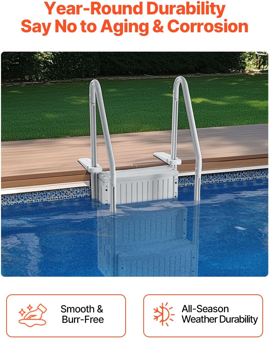 71sW09OFtYL._AC_SL1500_.jpg VEVOR Swimming Pool Ladder, 4-Step Double Handrails Stairs with Non-Slip Heavy Duty Steps, Reliable 400 lbs Max Load Capacity, for 48-54 in Inground & Above-Ground Pools of Any Decking Surface, Grey