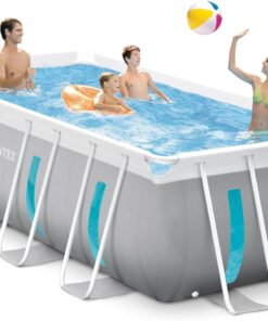 INTEX 26769EH 13ft X 6.5ft x 48in Prism Frame Clearview Rectangular Above Ground Swimming Pool Set with 530 GPH Cartridge Filter Pump, Ground Cloth, Pool Cover