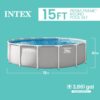 INTEX Prism Frame 15 ft x 42 in Above Ground Pool Set, Round Swimming Pool with Steel Frame, 1000 GPH Cartridge Filter Pump, Ladder, Cover, & Ground Cloth INTEX Prism Frame 15 ft x 42 in Above Ground Pool Set, Round Swimming Pool with Steel Frame, 1000 GPH Cartridge Filter Pump, Ladder, Cover, & Ground Cloth