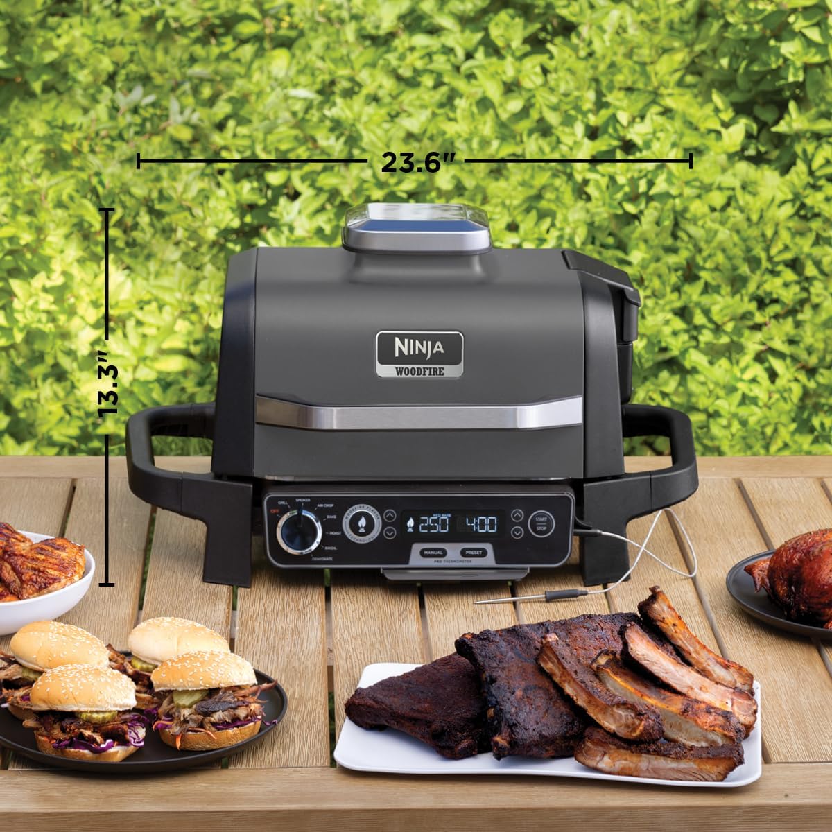 Ninja OG751 Woodfire Pro Outdoor Grill Built-In Thermometer,7-in-1 Master Grill,BBQ Smoker,& Outdoor Air Fryer Plus Bake,Roast,Dehydrate & Broil,Woodfire Technology,Weather-Resistant,Grey XL Ninja OG751 Woodfire Pro Outdoor Grill Built-In Thermometer,7-in-1 Master Grill,BBQ Smoker,& Outdoor Air Fryer Plus Bake,Roast,Dehydrate & Broil,Woodfire Technology,Weather-Resistant,Grey XL - Image 9