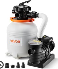 VEVOR 12" Sand Filter Pump for Above Ground Pools Up to 15000 Gallons, 0.33 HP 3000 GPH Pool Filtration System, Pre-Assembled Core for Easy Setup, Leak-Resistant Design & 6-Way Valve