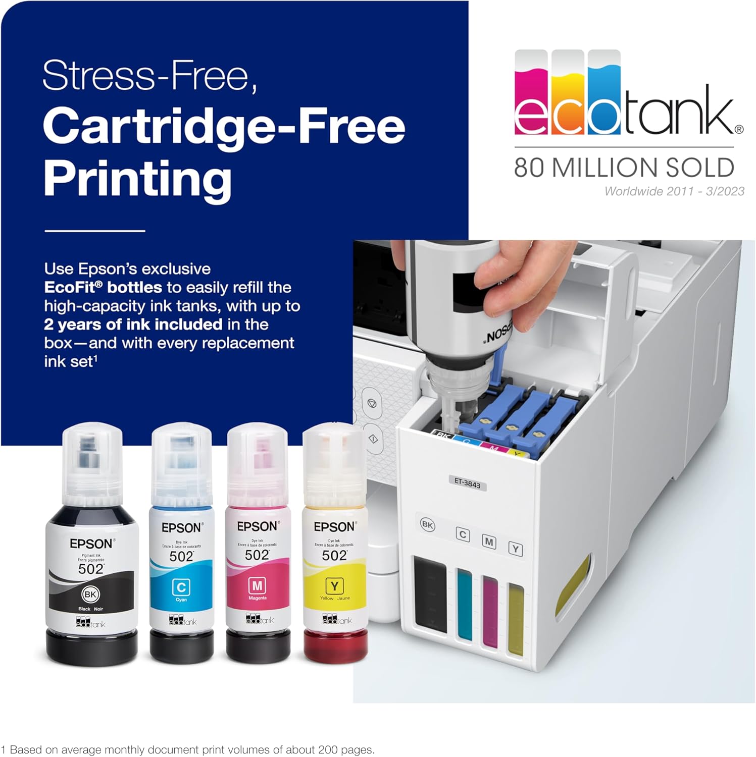 71toF-EWOAL._AC_SL1500_.jpg Epson EcoTank ET-3843 Wireless Color All-in-One Cartridge-Free Supertank Printer with Scanner, Copier, ADF and Ethernet-for The Ultimate Home Office, White