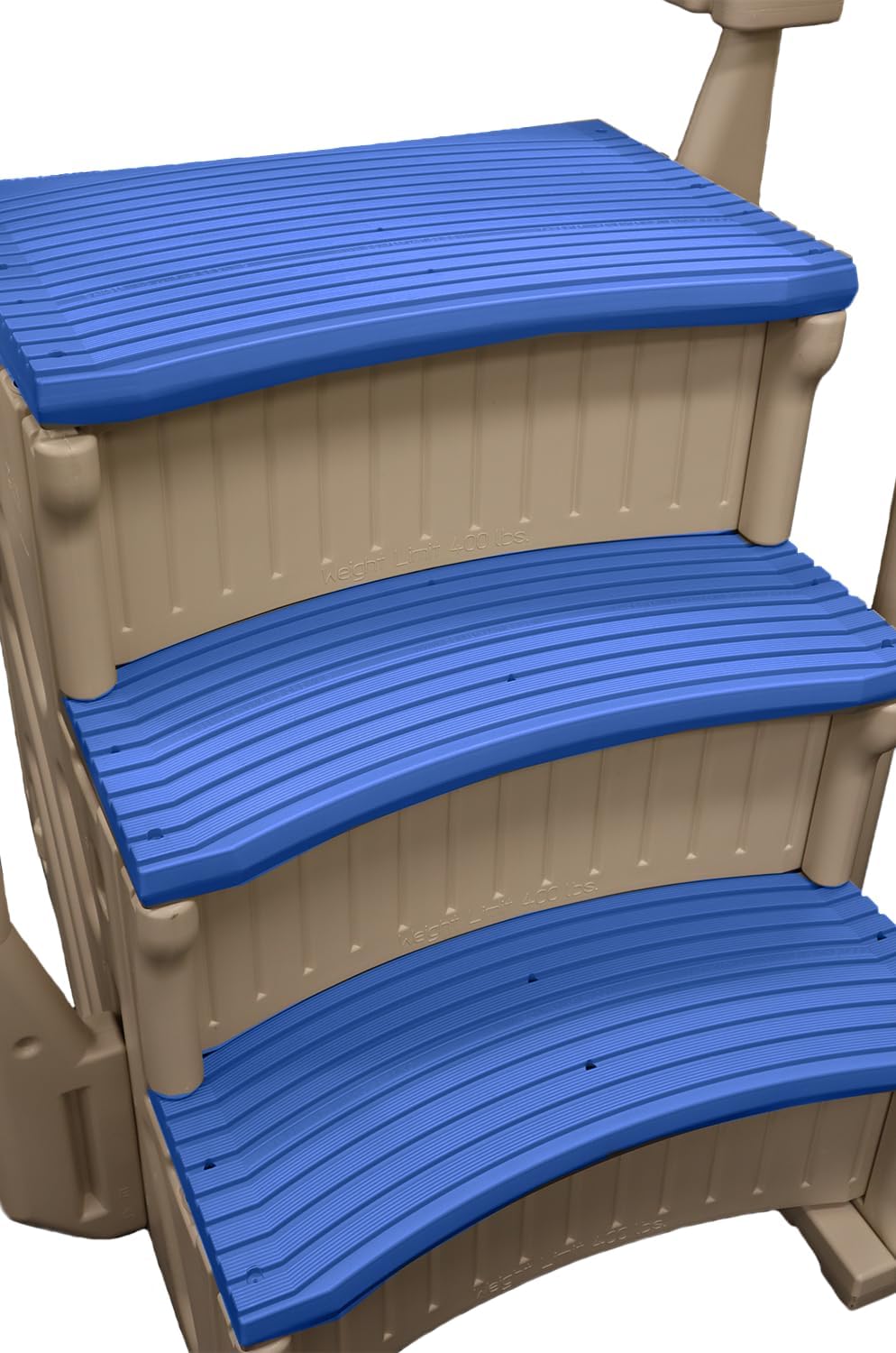 71u16doTVIL._AC_SL1500_.jpg Confer Plastics Curved Drop-in Inground Pool Step 3 Tread Stair Entry System w/ 2 Handrails & Adjustable Mounting Brackets - Base Step, Blue Treads