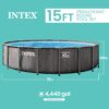 INTEX 26741EP Prism Frame 15 ft x 48 in Above Ground Pool Set, Round Swimming Pool with Steel Frame, 1000 GPH Cartridge Filter Pump, Ladder, Cover, & Ground Cloth