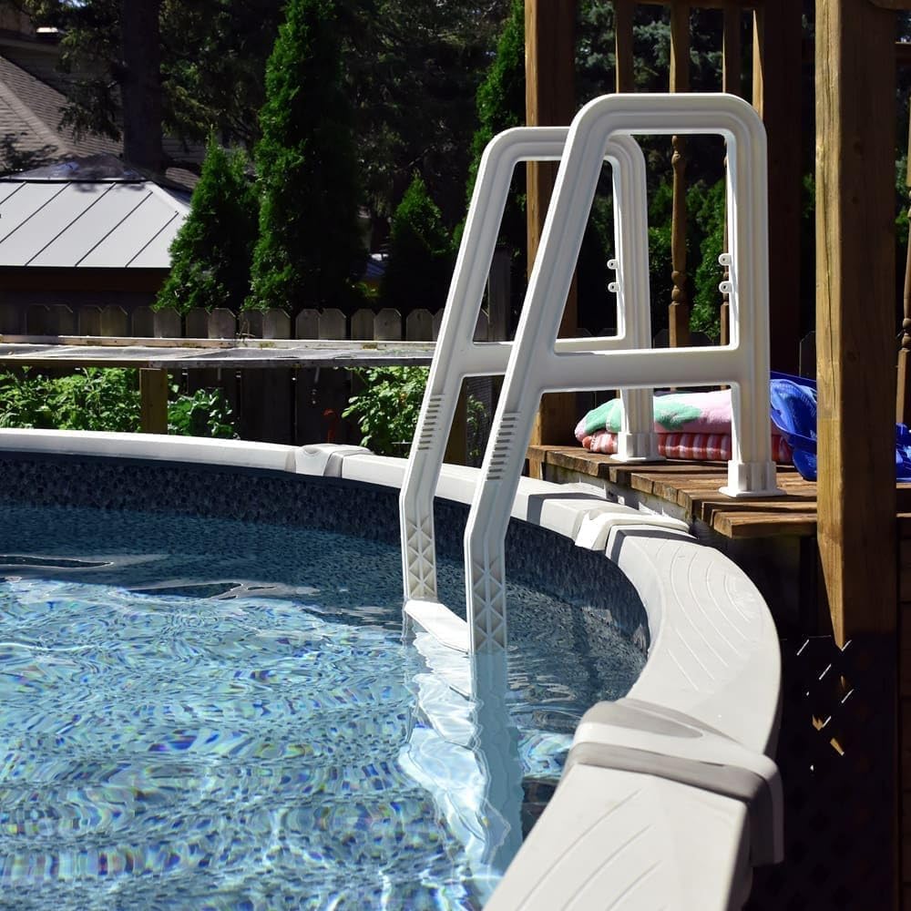 71uekD8CuL._AC_SL1000_.jpg Aqua Select Heavy-Duty in-Pool Ladder | White w/Squared Handles | Supports 300 Pounds | Easy-to-Install Design | White W/Squared Handles