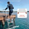VEVOR Flip-Up Dock Ladder, 5-Step, Heavy-Duty Aluminum Alloy Pontoon Boat Swim Ladder, with Non-Slip Wide Steps, 350 lbs Weight Capacity, Pull Rope Assist, Comfort Use for Lake Pool Marine Boarding