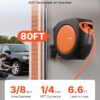 VEVOR Retractable Air Hose Reel, 3/8 Inch x 80 FT Hybrid Air Hose Max 300PSI, Enclosed Air-Compressor Hoses Reel Auto Rewind with 6.6 ft Lead in, 180° Swivel Ceiling/Wall Mount for Workshops