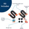 Camco RhinoFLEX 20 Ft RV Sewer Hose Kit with Flexible Sidewinder Support – Includes 4-in-1 Adapter, Clear Elbow and Caps – Fits 3” Slip and 3”, 3½”, 4” Threaded Connections