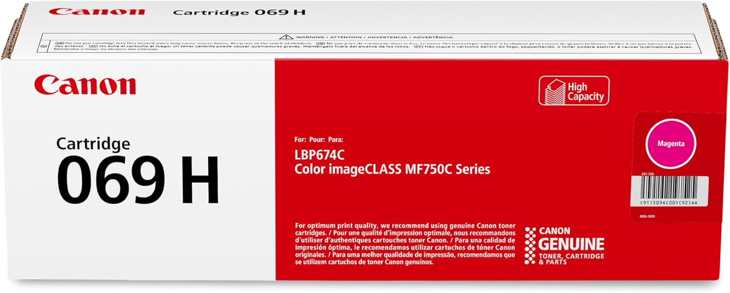 Canon Genuine 069 Magenta Toner Cartridge High Capacity Compatible with MF753Cdw, MF751Cdw, LBP674Cdw