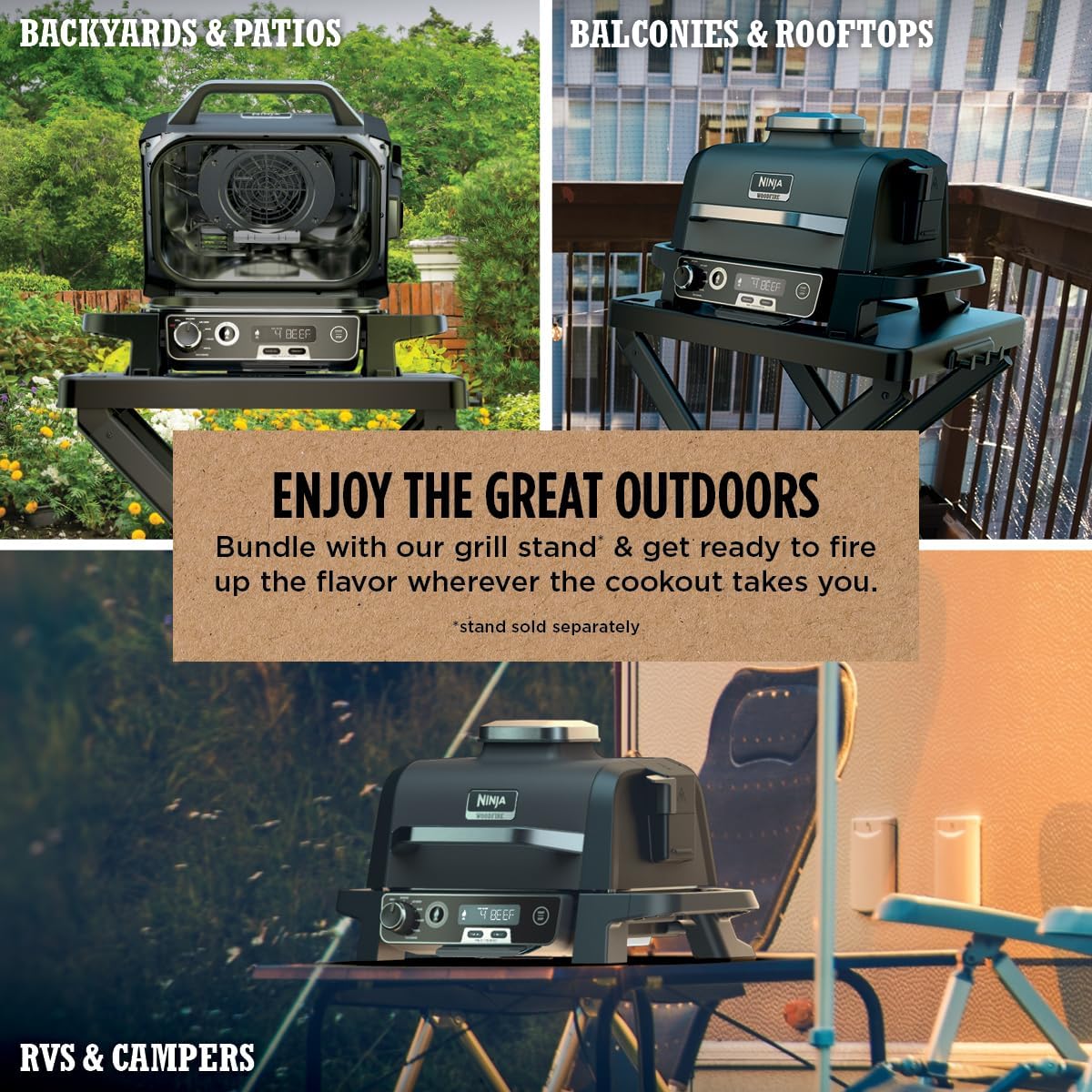 Ninja OG751 Woodfire Pro Outdoor Grill Built-In Thermometer,7-in-1 Master Grill,BBQ Smoker,& Outdoor Air Fryer Plus Bake,Roast,Dehydrate & Broil,Woodfire Technology,Weather-Resistant,Grey XL Ninja OG751 Woodfire Pro Outdoor Grill Built-In Thermometer,7-in-1 Master Grill,BBQ Smoker,& Outdoor Air Fryer Plus Bake,Roast,Dehydrate & Broil,Woodfire Technology,Weather-Resistant,Grey XL - Image 3