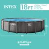 INTEX 26743EP Prism Frame Above Ground Swimming Pool Set: 18ft x 48in – Includes 1500 GPH Cartridge Filter Pump – Removable Ladder – Pool Cover – Ground Cloth