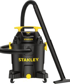 STANLEY 10 Gallon Wet Dry Vacuum, 6 Peak HP Poly Built-in Drain Shop Vac Blower with Powerful Suction, Multifunctional Shop Vacuum W/ 6 Horsepower Motor for Job Site, Garage, Basement, Van, Workshop