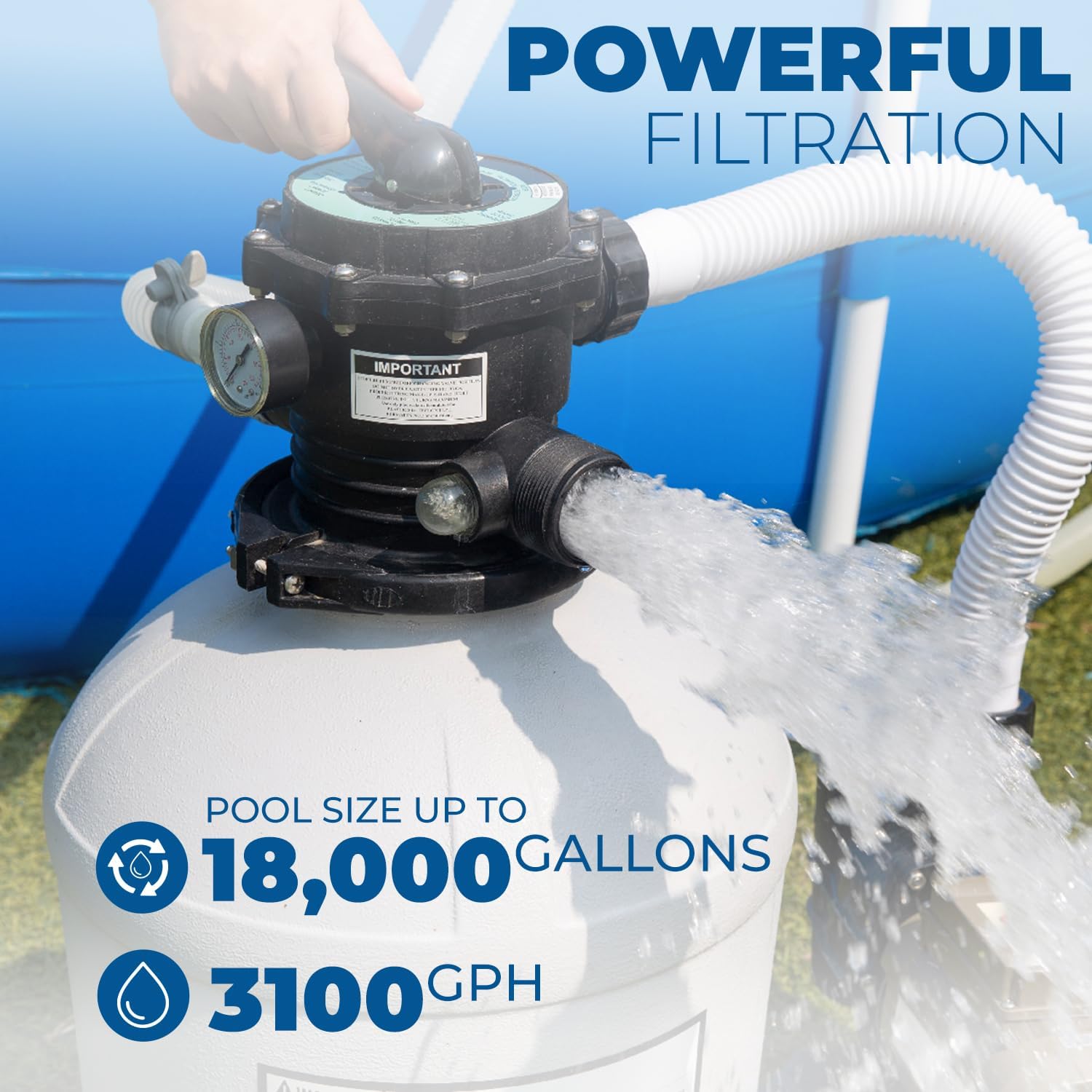 71zJxtIzF4L._AC_SL1500_.jpg XtremepowerUS 16" Sand Filter Pump for Above Ground Swimming Pool 3/4 HP Pool Pump with Timer Function up to 15,000 Gallons Pool 3,100 GPH High-Flow Improved Circulation and Filtration
