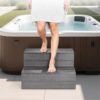 VEVOR Hot Tub Steps, 2-Step Spa Outdoor Stairs, Heavy Duty 25 inch Wide HIPS Above-Ground/Inflatable Pool Step with 600 lbs Weight Capacity, Multi-Use for Porch, Patio, Deck, Campers, Graphite Gray