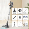 YOMA Cordless Stick Vacuum Cleaner Lightweight Powerful Handheld Vacuum for Home Hard Floor Carpet Pet Hair, Apricot
