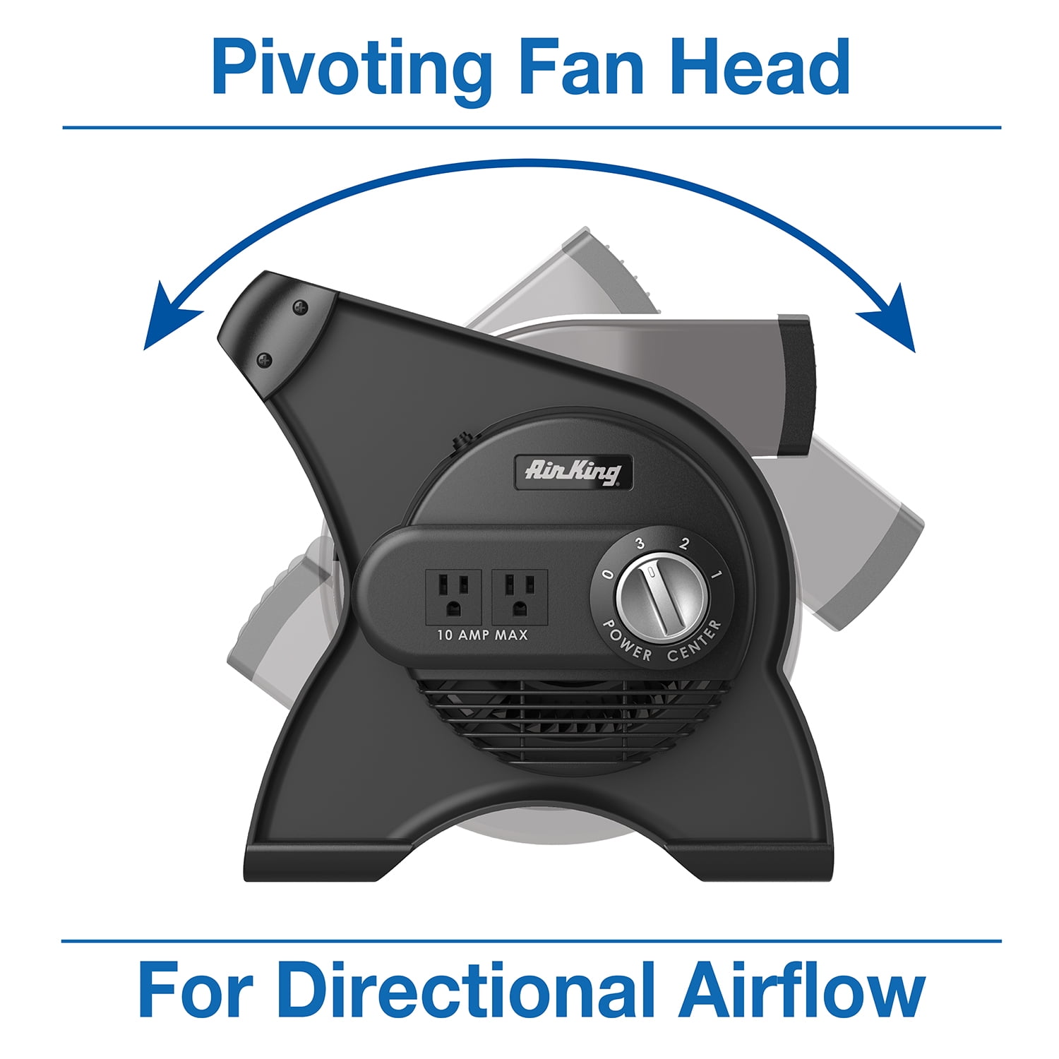 74b38a3b-0e94-40d1-86bb-5f2cb3e2daa7.415242430d15c13cbe85ad49ad4aaa12.jpeg Air King 11" 3-Speed Commercial Grade Pivoting Blower Floor Fan with Outlets, Black, 9550, New