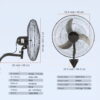 KFFKFF 20-Inch Wall Mount Fan, 3-Speed High Airflow up to 4650 CFM, Oscillating Industrial Fan for Commercial and Residential Use in Warehouses, Greenhouses, Workshops, Patios, and Basements, Black