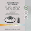 Better Homes & Gardens 20" Black Modern Ceiling Fan Fandelier with Color Changing Light, 5 Blades & Remote Better Homes & Gardens 20" Black Modern Ceiling Fan Fandelier with Color Changing Light, 5 Blades & Remote