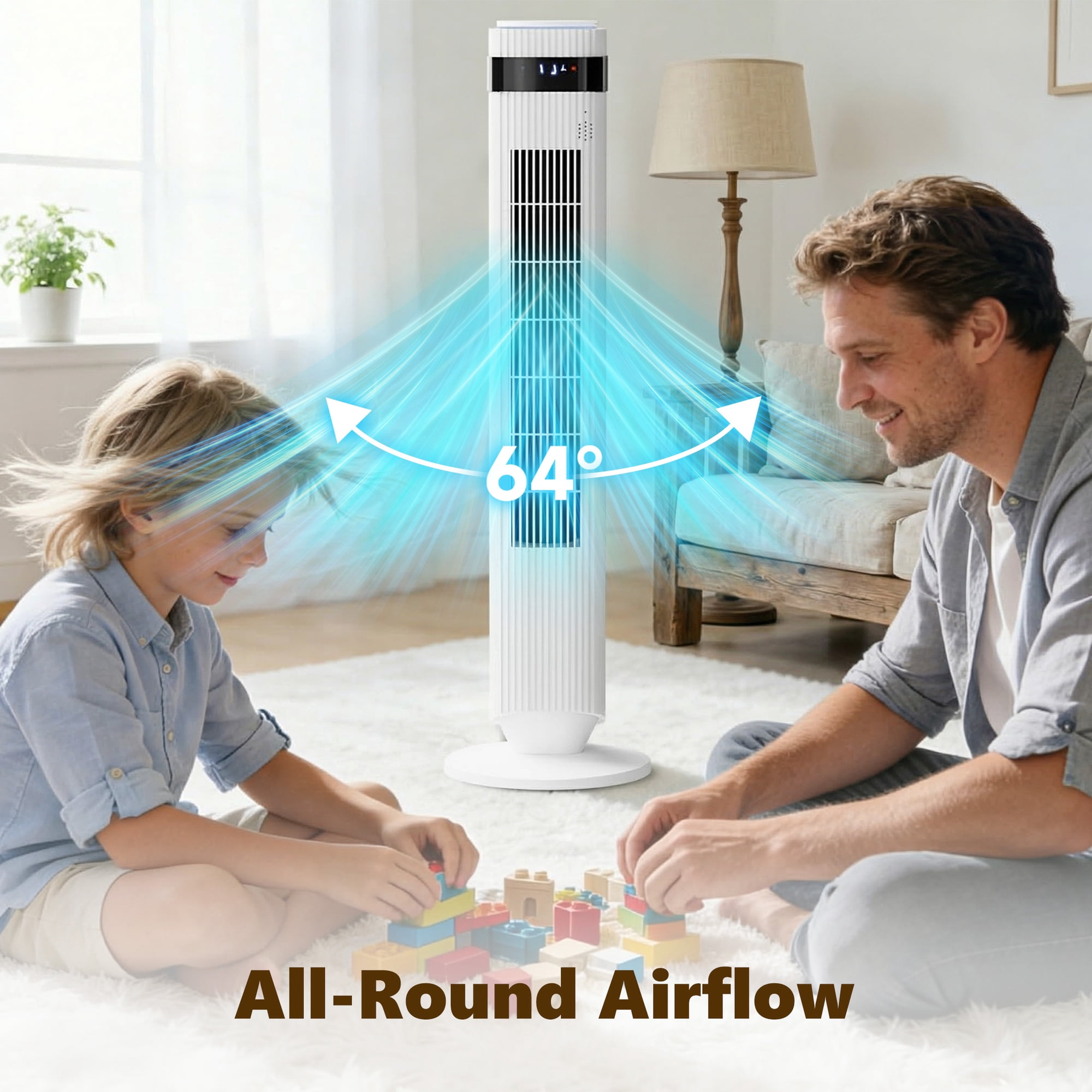 7956edb6-a293-406b-8143-e509b3a91575.84ff5b36c0ca2afae89742f4f7c4e891.jpeg SHOUFTW 36 inch Tower Fan with Remote Control, Oscillating Bladeless Floor Fan, 5 Speeds and 4 Modes for Bedroom Home and Office, White