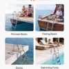 VEVOR Boat Ladder, 4 Steps Stainless Steel Telescoping Folding Swim Deck Ladder for Rear Entry Inboard, 600lbs Capacity with 4.1'' Extra Wide Steps & Handrails, for Outboards, Yacht, Pontoon Boat